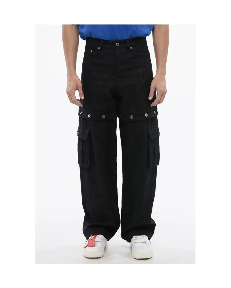 OFF-WHITE Leinenhose 90SLOGO mit modularem Design in Blau Blau