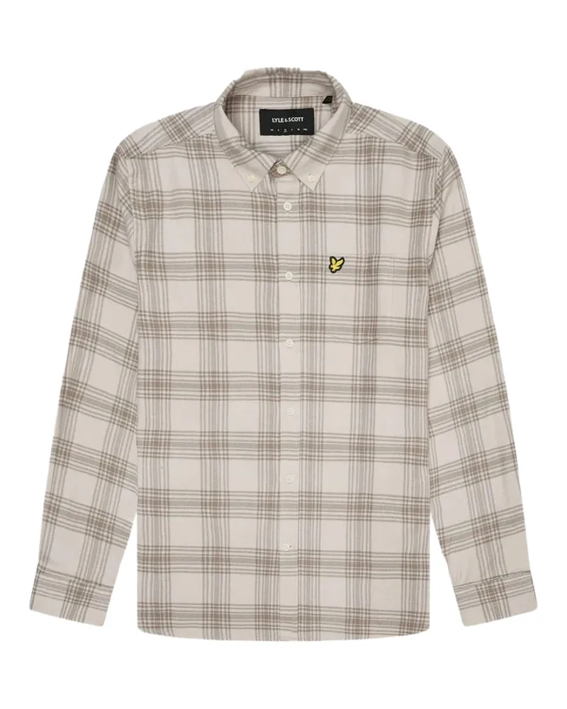 Lyle & Scott Tonal Check Langarm-Flanellhemd in Beige Beige