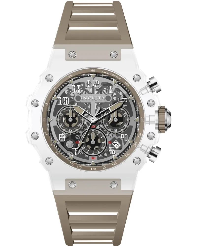 Invicta Racing 69684 Herrenuhr mit Quarzwerk, Acrylgehäuse und silbernem Zifferblatt, 43 mm - Weiß Weiß