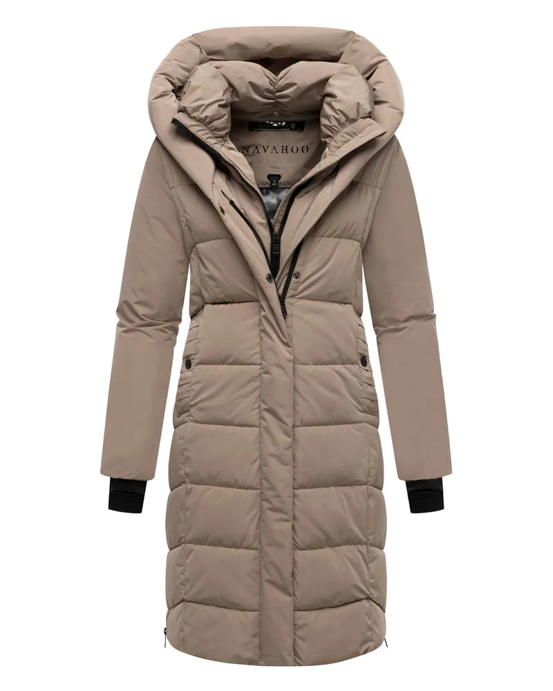 NAVAHOO Damen Steppmantel Laubzauber – elegant, warm & funktional Grau