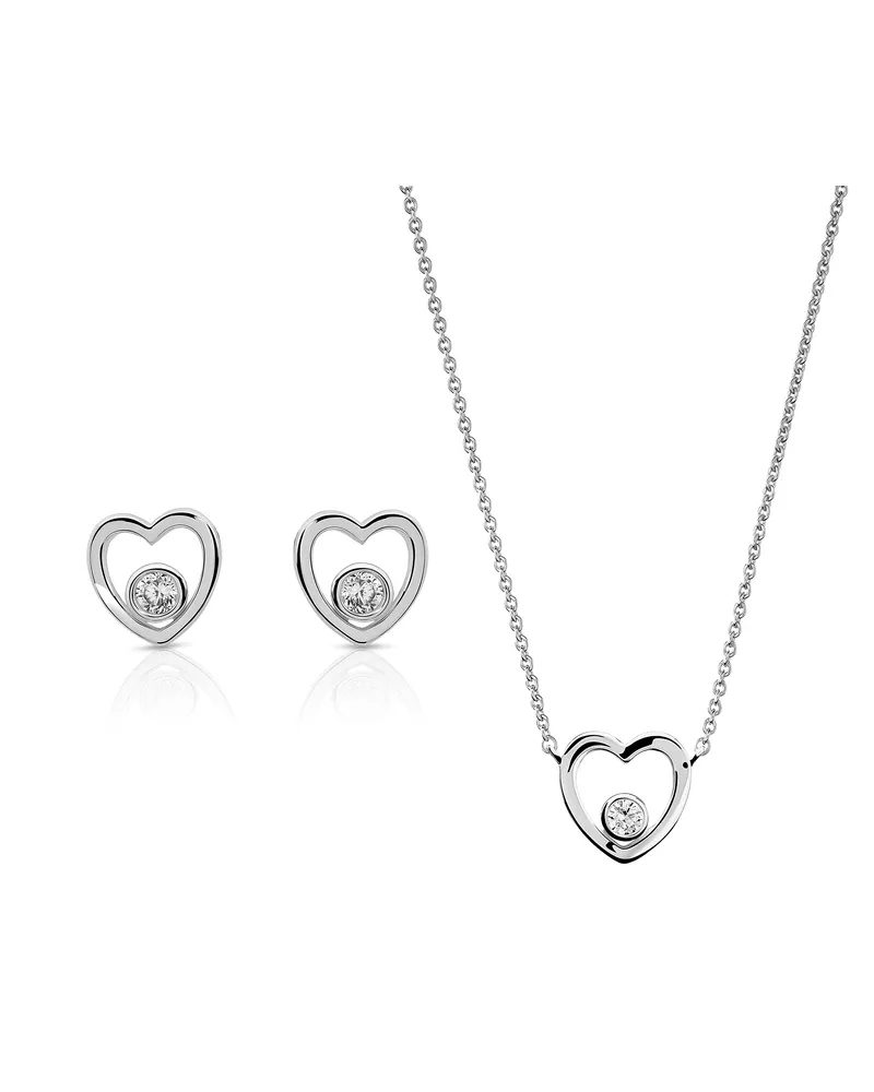 Orphelia Mila' Damen-Set aus 925er Sterlingsilber: Halskette + Ohrringe – Silber SET-7484 Silber