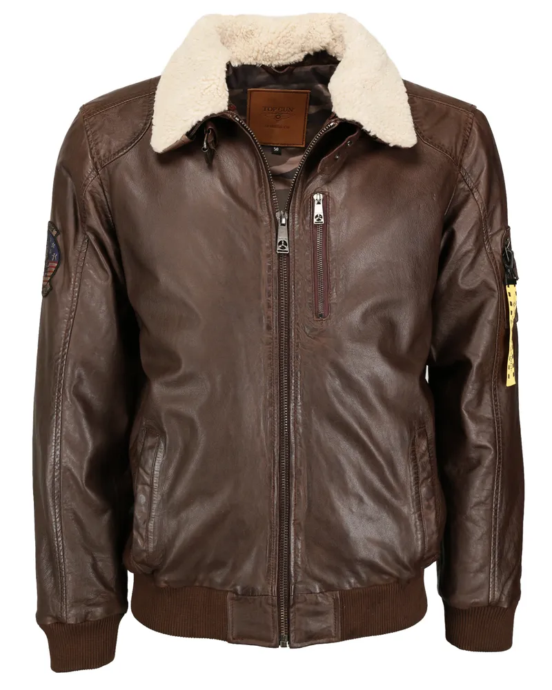 Top Gun Lederjacke TG20193144 Braun
