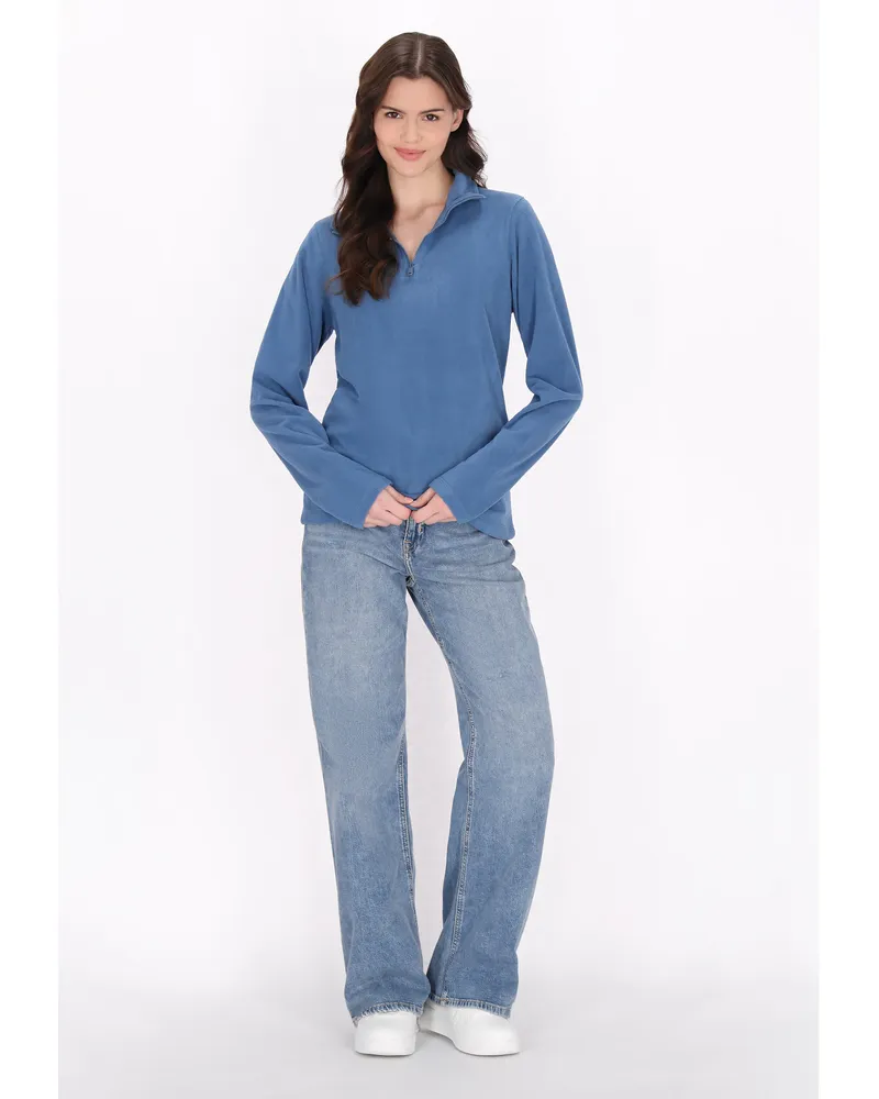 My Mo Fleecepullover Damen blau Blau