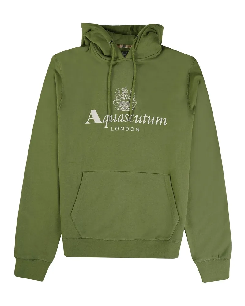 Aquascutum Active - Grüner Kapuzenpullover mit großem Logo Grün