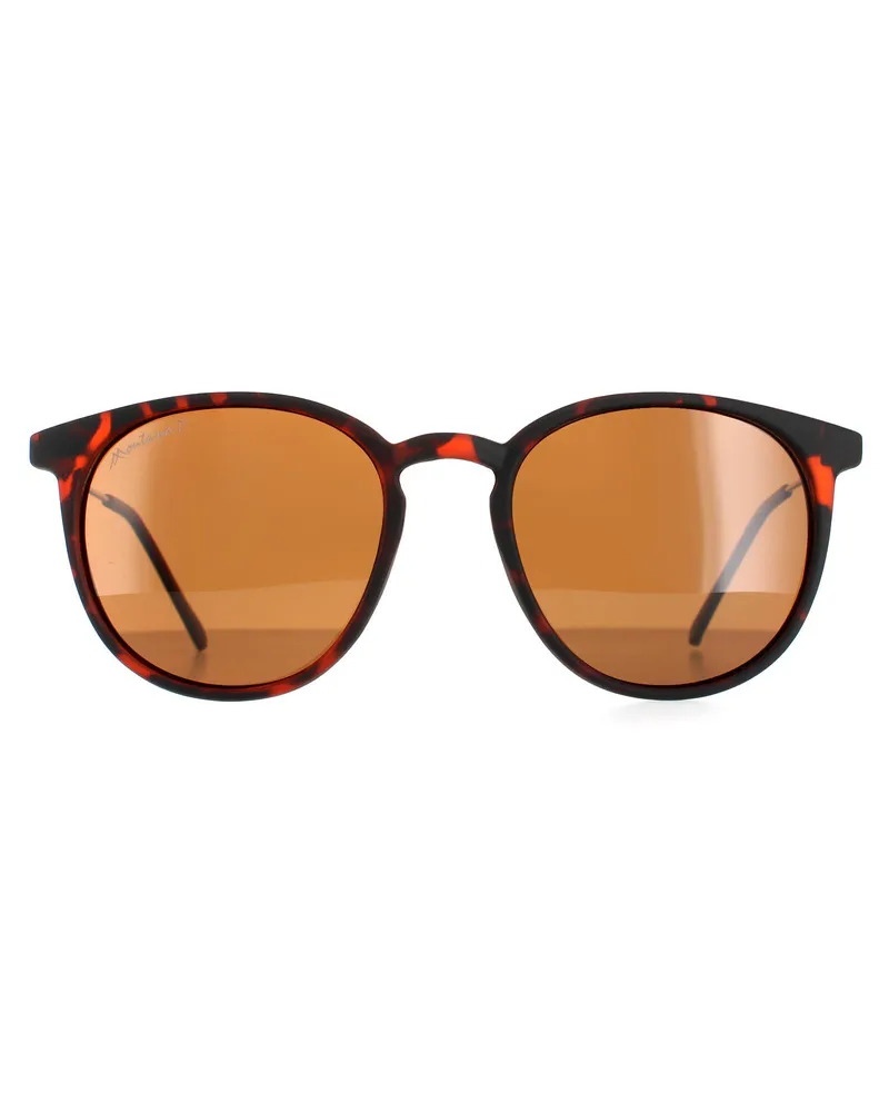 Montana Runde Unisex Havanna Rubbertouch Braun Polarisierte MP33 Sonnenbrille Braun