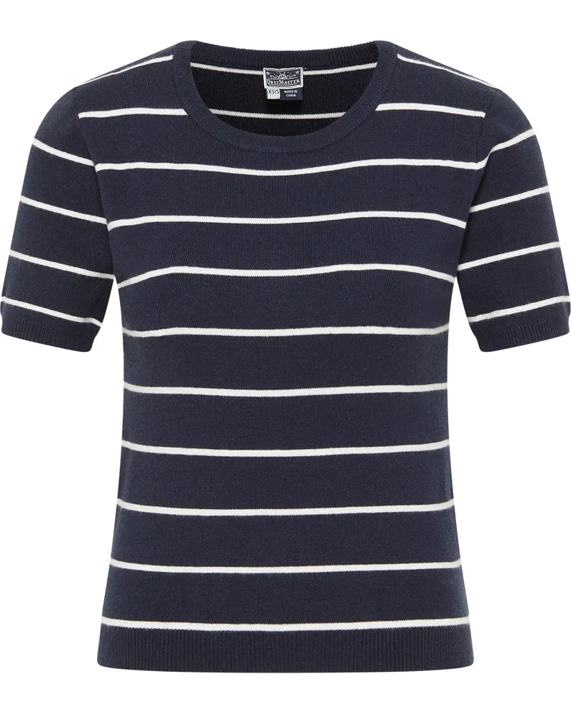 DreiMaster Kurzarm-Pullover Damen Marine Wollweiss Marineblau