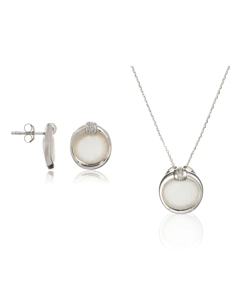 Orphelia Damen 925 Sterling Silber Set: Kettenanhänger + Ohrringe - Silber SET-5901 Silber