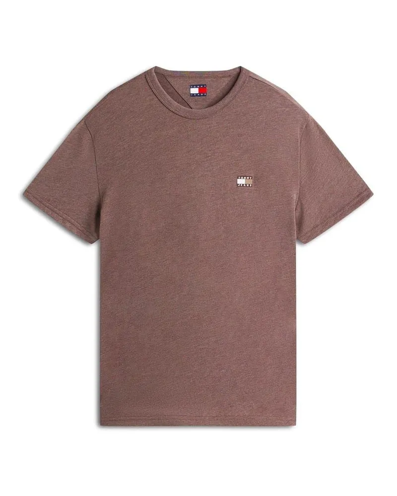 Tommy Hilfiger T-Shirt für Herren,Abzeichen (Walnussbraun Rot