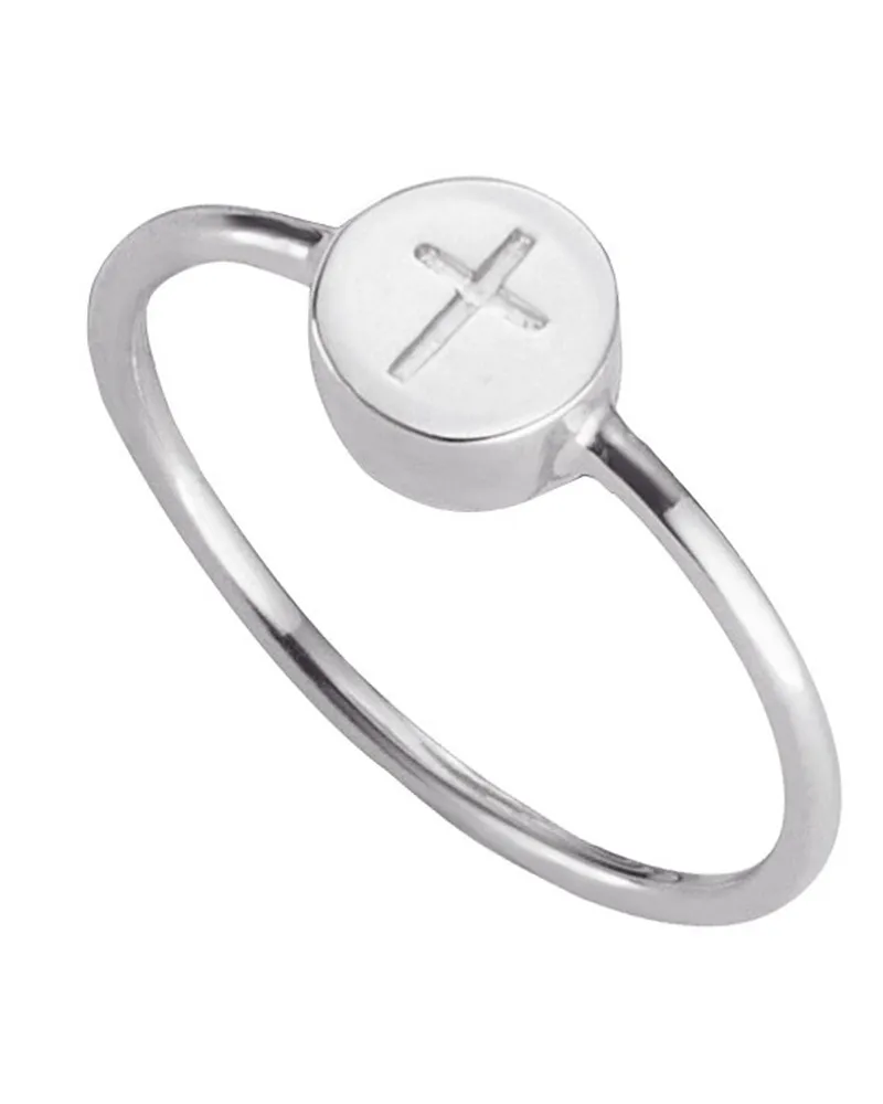 cai Ring 925/- Sterling Silber rhodiniert Kreuz Silber