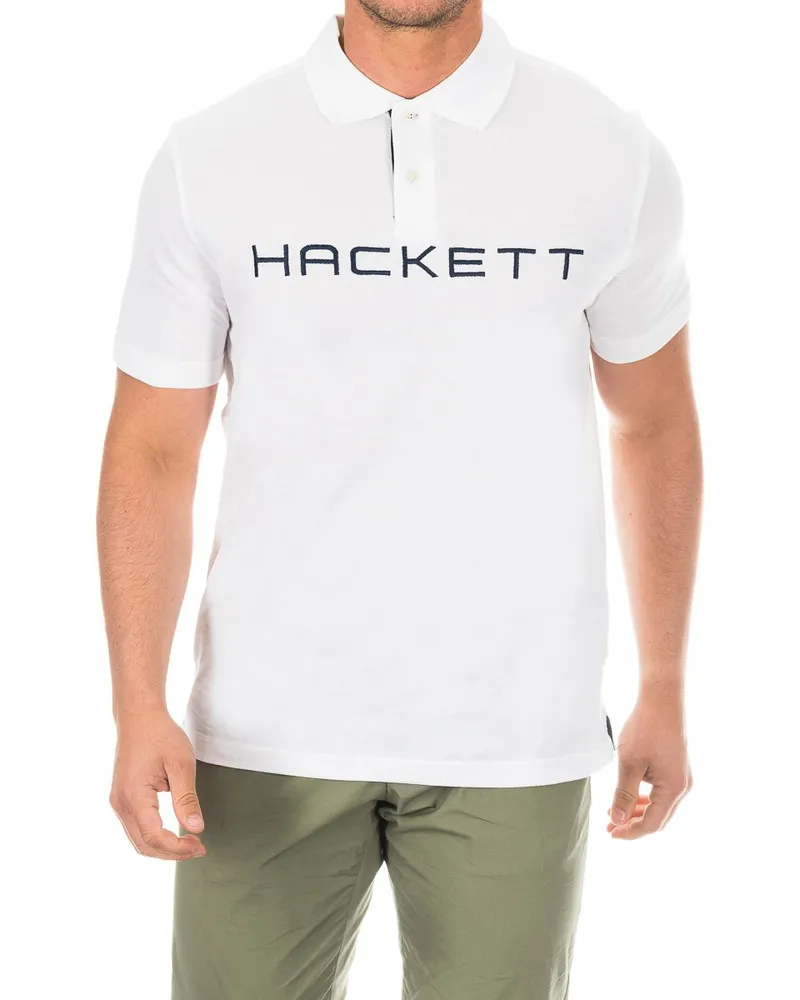 Hackett Kurzärmeliges Herren-Poloshirt mit Reverskragen HMX1007B Weiß