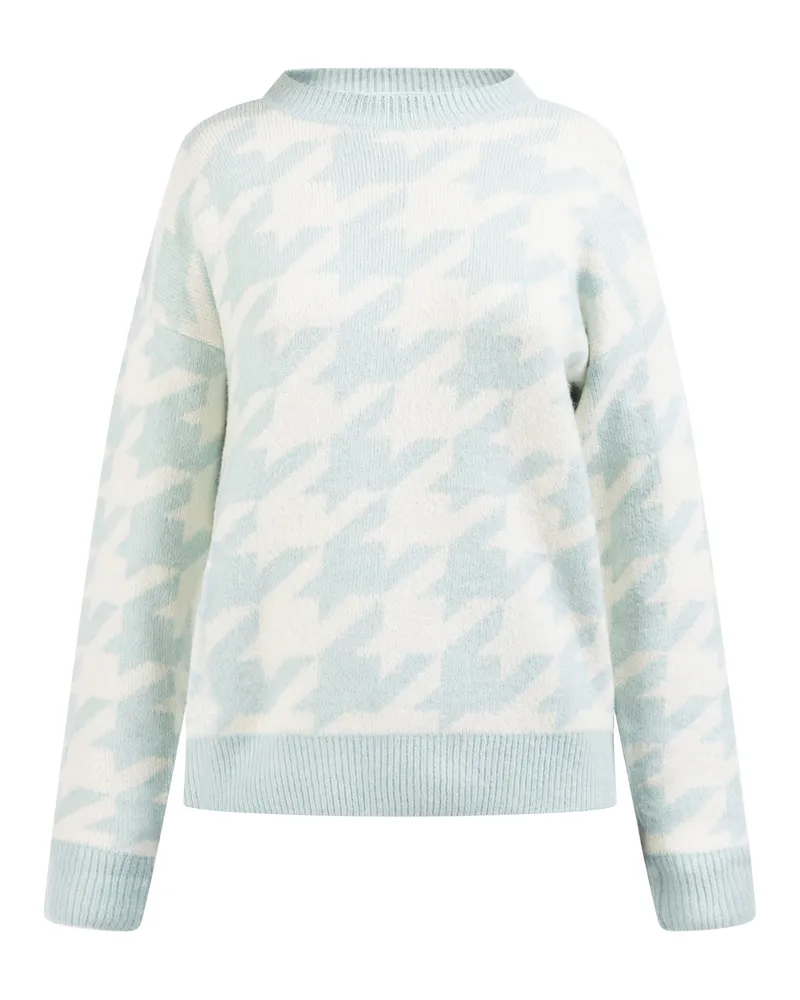 My Mo Strickpullover Damen hellblaues Wollweiß Hellblau