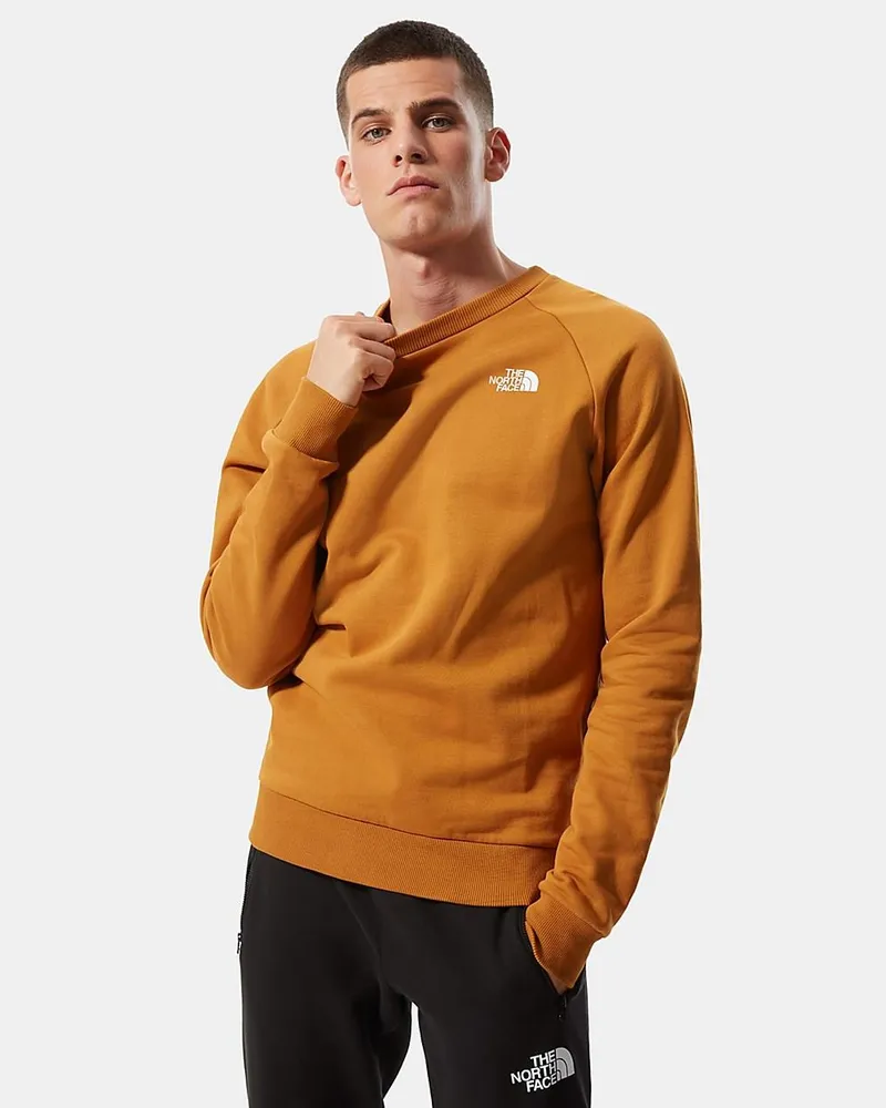 The North Face Raglan zurück Box Mens Crewneck Sweatshirt Tan Cognac