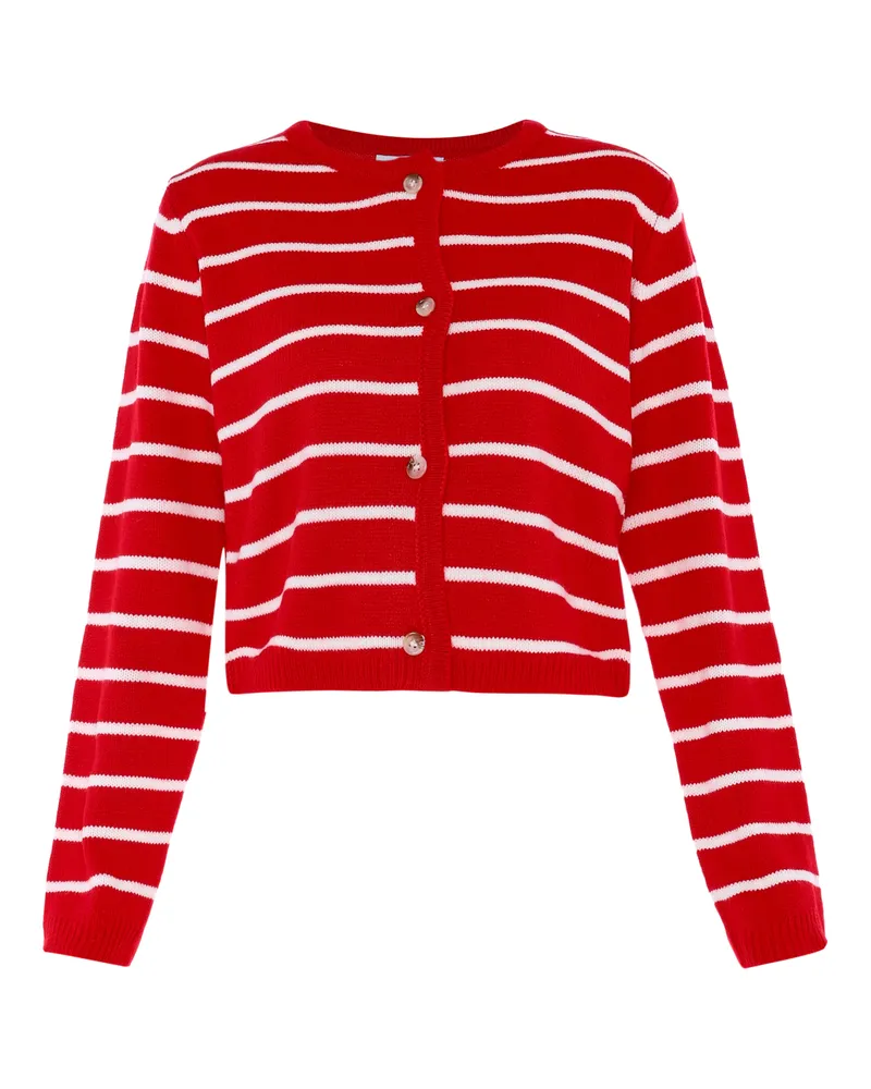 Usha Strickjacke mit Streifenmuster - Rot Rot