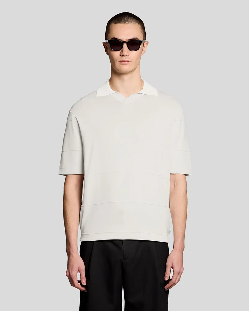 Lyle & Scott Offenes Kragen Feinstrick Poloshirt Grau