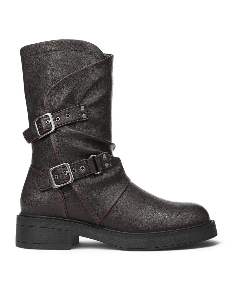 Blowfish Damen halbhohe Bikerstiefel aus weinrotem Kunstleder - Venice-2 Weinrot