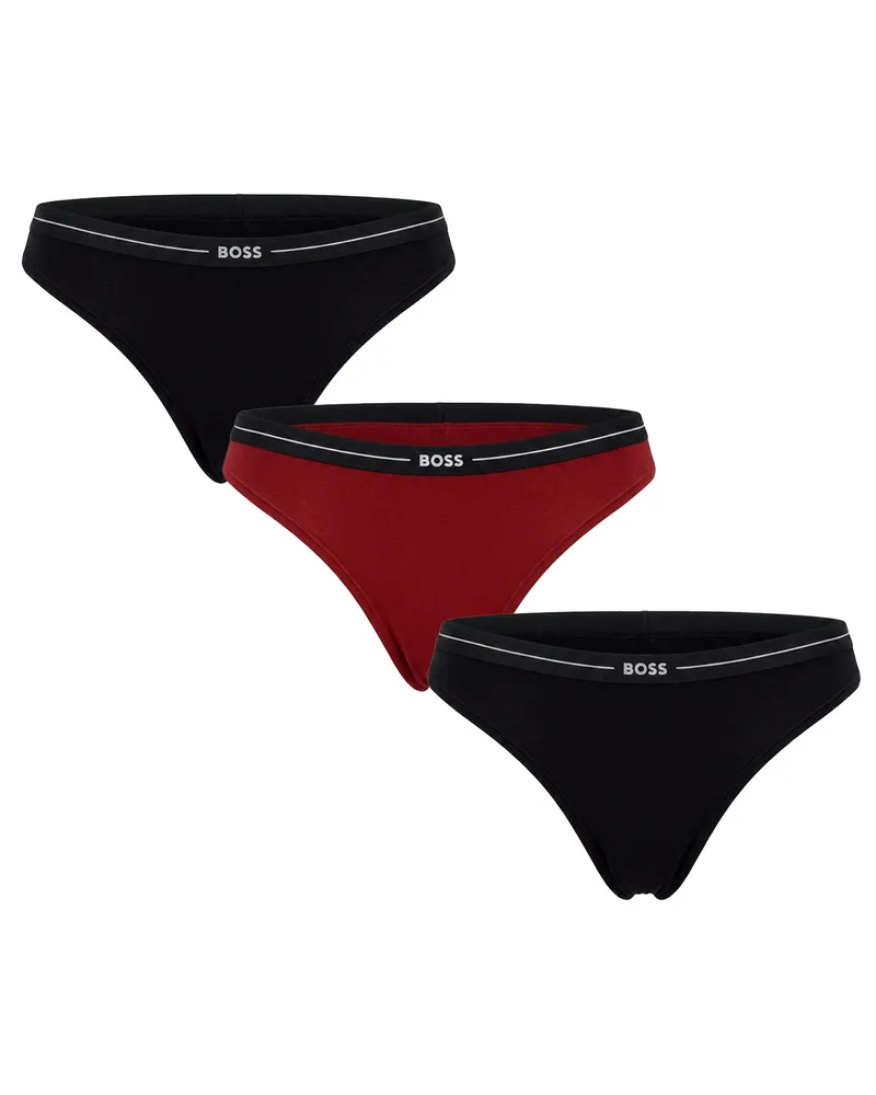 HUGO BOSS Packung mit 3 Damen-Elastik-Baumwollstrings mit Logo 50510030 Mehrfarbig
