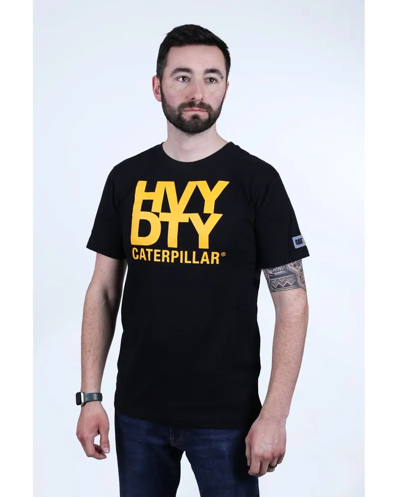 Caterpillar Footwear Hochleistungs-Baumwoll-Herren T-Shirts in Schwarz mit kurzen Ärmeln Schwarz