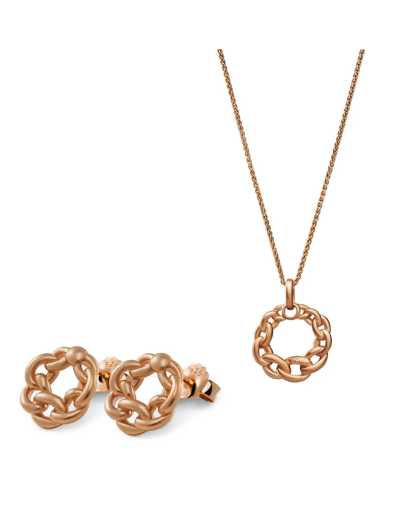 Orphelia Estelle' Damen 925 Sterling Silber Set: Kette-Anhänger + Ohrringe - Rosé SET-7516/RG Rosé