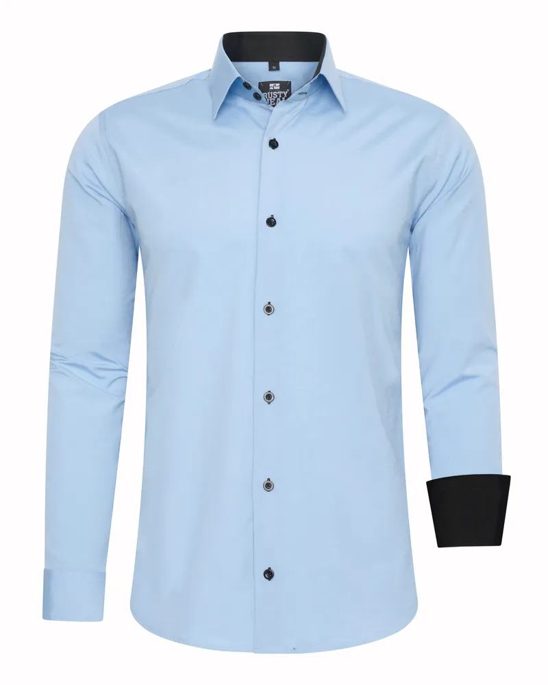 Rusty Neal Overhemd Slim Fit  Blau Blau