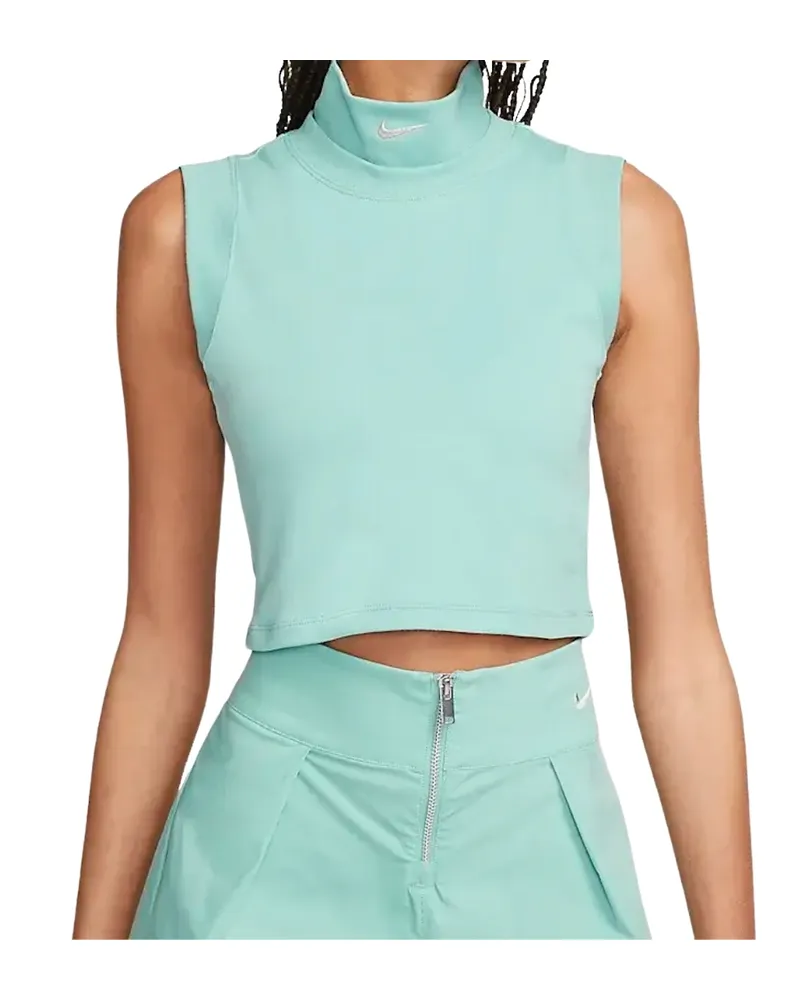 Nike ärmelloses, mintgrünes, kurzes Oberteil Blau