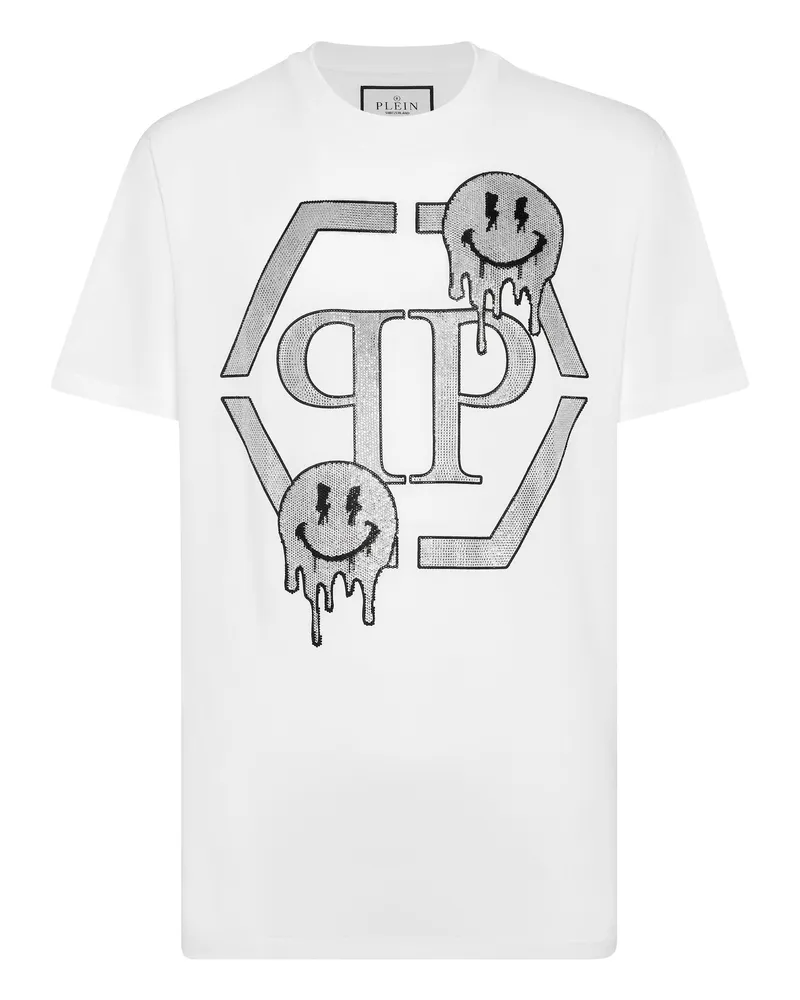 Philipp Plein T-Shirt mit Rundhalsausschnitt und Smile-Motiv - Weiß Weiß