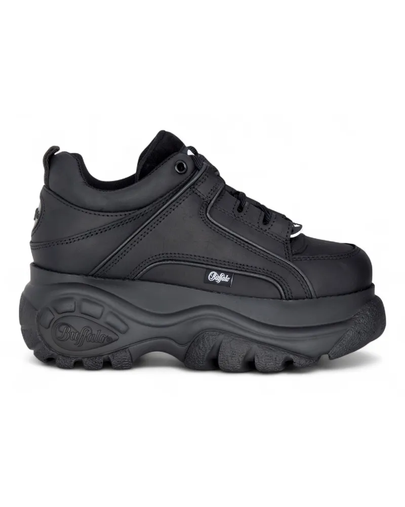 Buffalo Damen-Sneaker aus schwarzem Leder mit klobiger Plateausohle - 1339-14-2.0 Schwarz