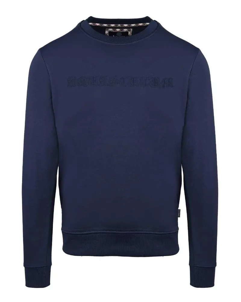 Aquascutum Sweatshirt für Herren, Gerippter Kragen (Marine Marineblau