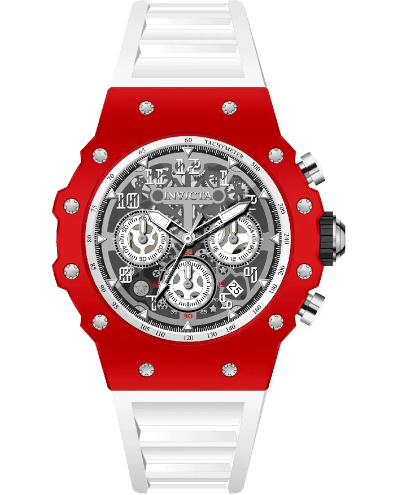 Invicta Racing 69647 Herrenuhr - Quarzwerk - Acryl mit silbernem Zifferblatt - 43 mm Rot
