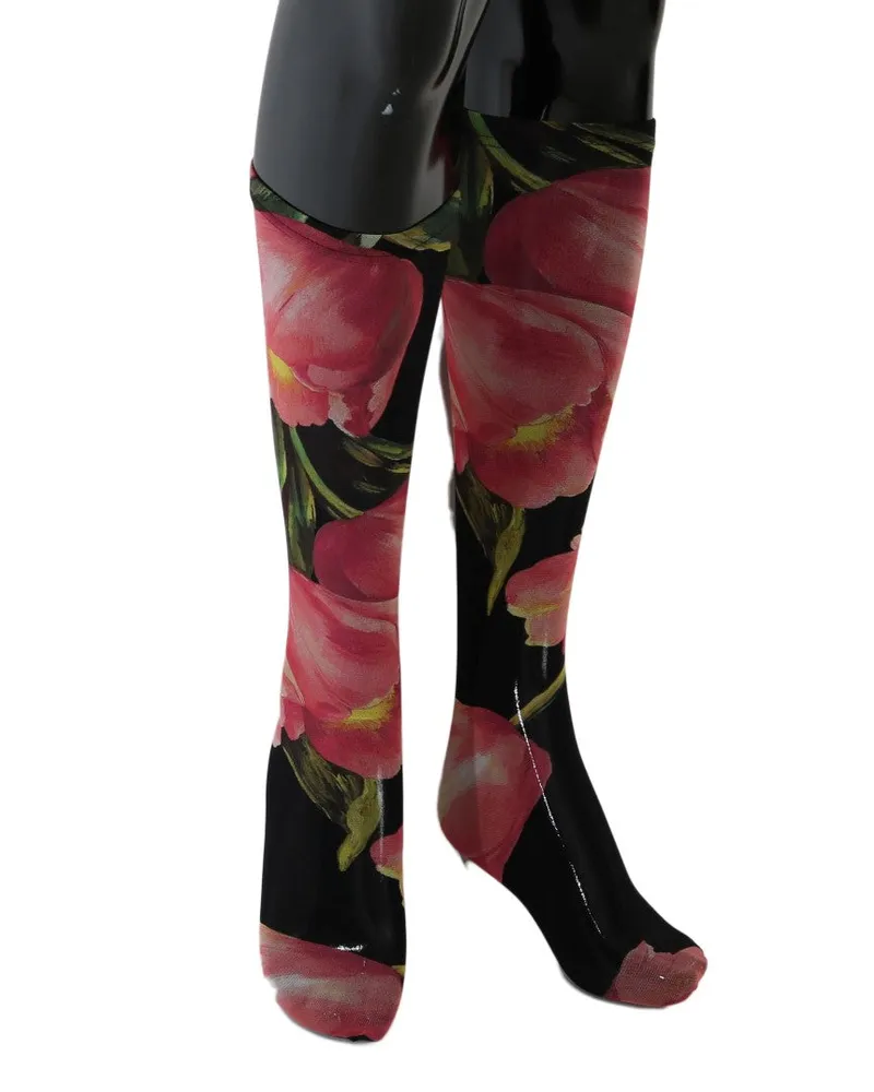 Dolce & Gabbana Mehrfarbige Blumige Tulpen-Nylon-Socken Mehrfarbig