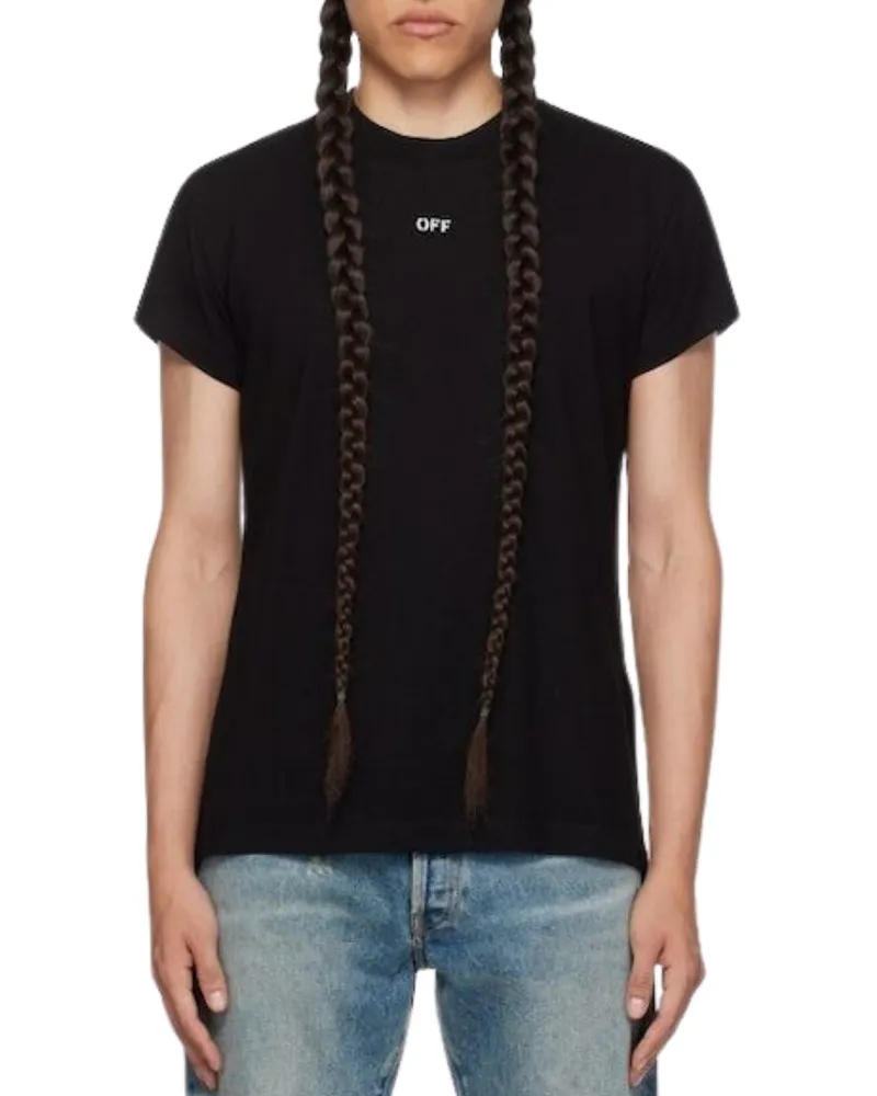 OFF-WHITE Noise Arrow Shaped Logo Schwarzes T-Shirt Schwarz