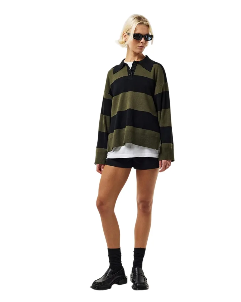EDITED Laiani" Rugby-Shirt für Damen, Jerseyware (Schwarz/Khaki Schwarz