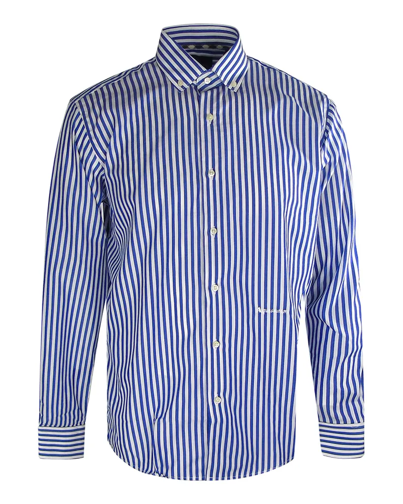 Aquascutum Marineblaues Langarmhemd mit -Markenlogo Marineblau