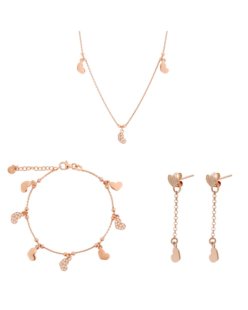 Orphelia Elisa' Damen-Set aus 925er Sterlingsilber: Kette + Armband + Ohrringe – Rosé SET-7381 Rosé