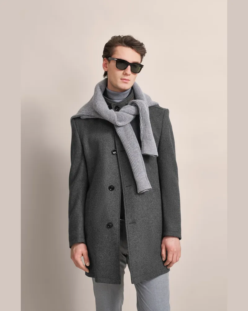 Bugatti Herren Wollmantel mit Westenfake Dunkelblau