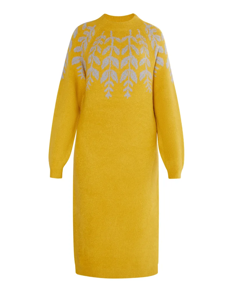 Usha Maxi Strickkleid Damen Curry Mehrfarbig Senfgelb
