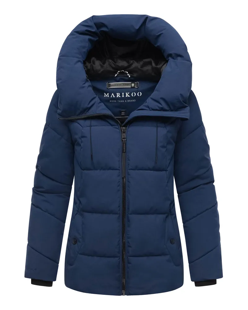 Marikoo Damen-Winter-Steppjacke Kuscheltatze XVI mit Kapuze - Blau Blau