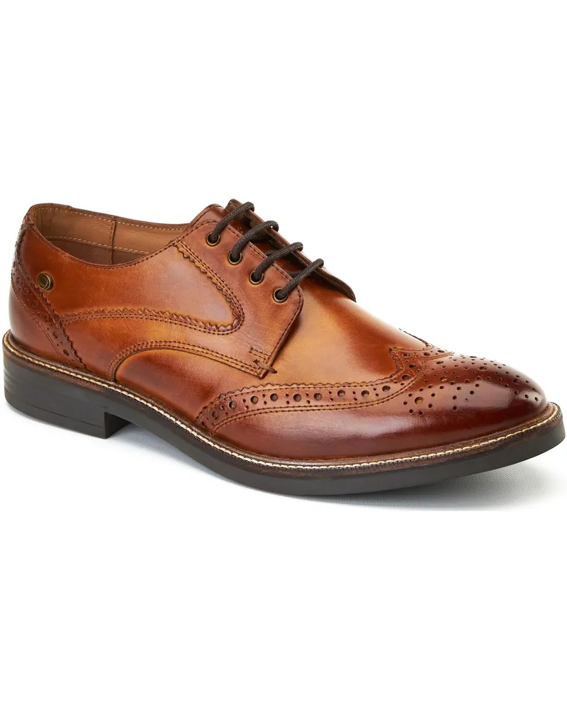 Base London York Leder Herren Brogue-Schuhe in gebranntem Tan Cognac