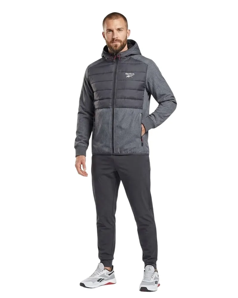 Reebok Regenmantel für Herren, Gerippter Ärmelaufschlag (Eisgrau Grau