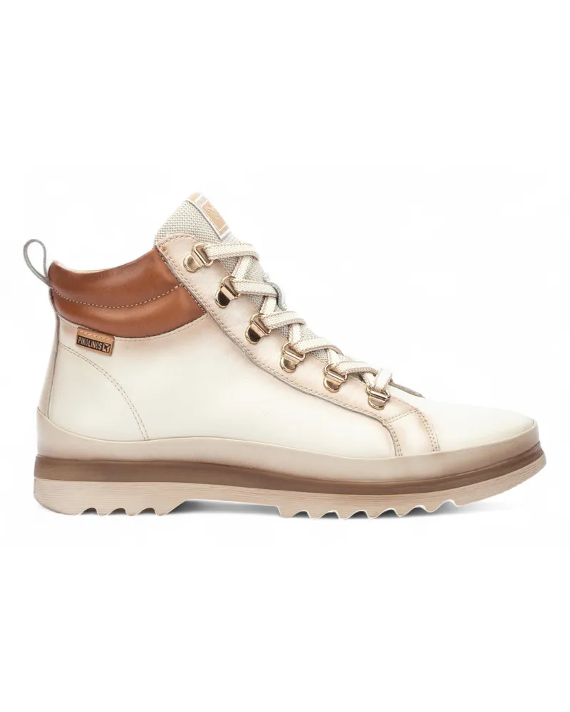 Pikolinos Damen Nata Weiße Leder-Stiefeletten - Vigo Weiß