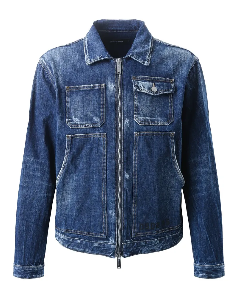 Dsquared2 Dark Semplice Carpenter Jeansjacke Marineblau Blau