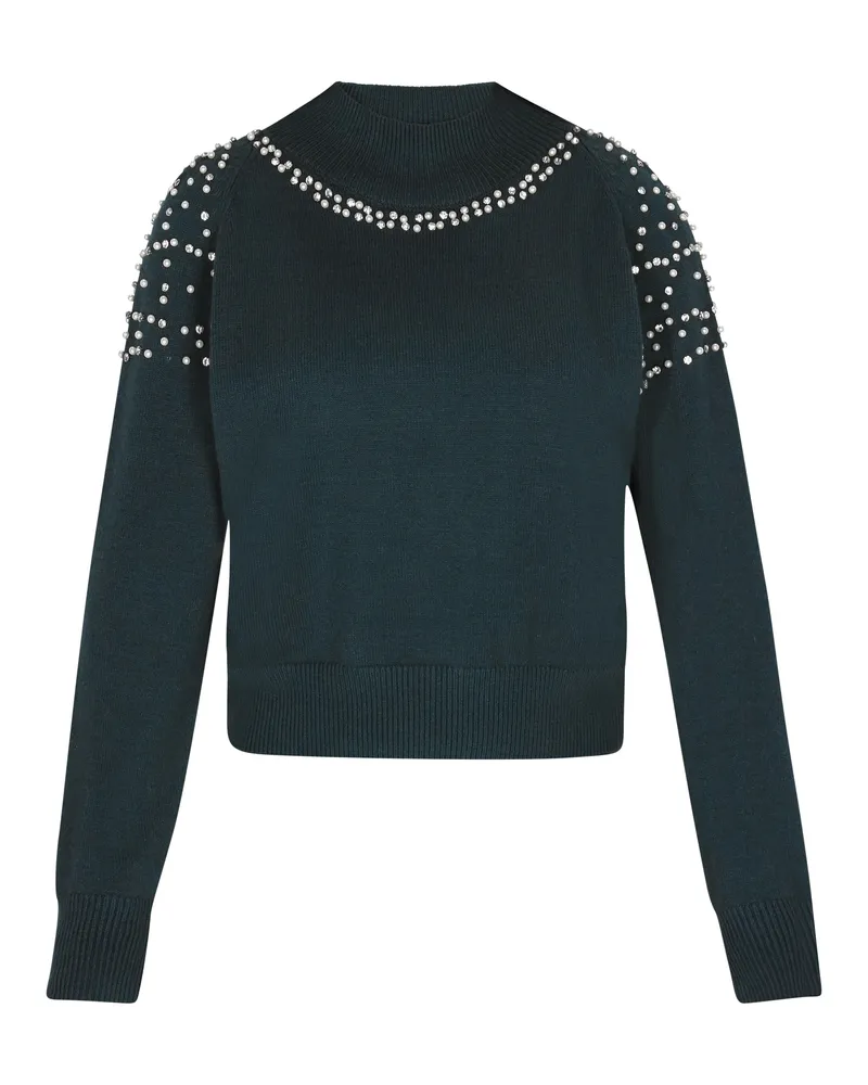 FAINA Pullover für Damen, regular fit, seitlich geschnitten - Dunkelgrün Dunkelgrün