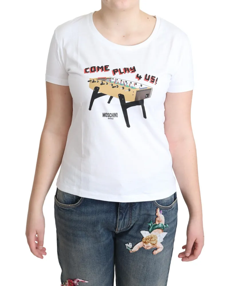Moschino Tsh5069 Tischfußball T-Shirt Weiß