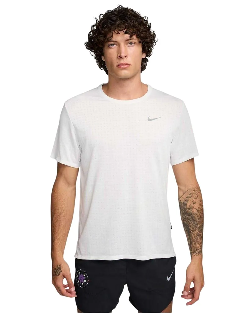 Nike Miler" T-Shirt für Herren, Rundhalsausschnitt, Dri-FIT (Weiß Weiß