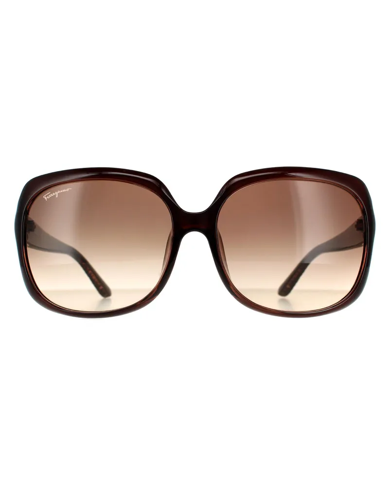 Ferragamo Rechteckige Damen Sonnenbrille in Braun mit Farbverlauf Braun