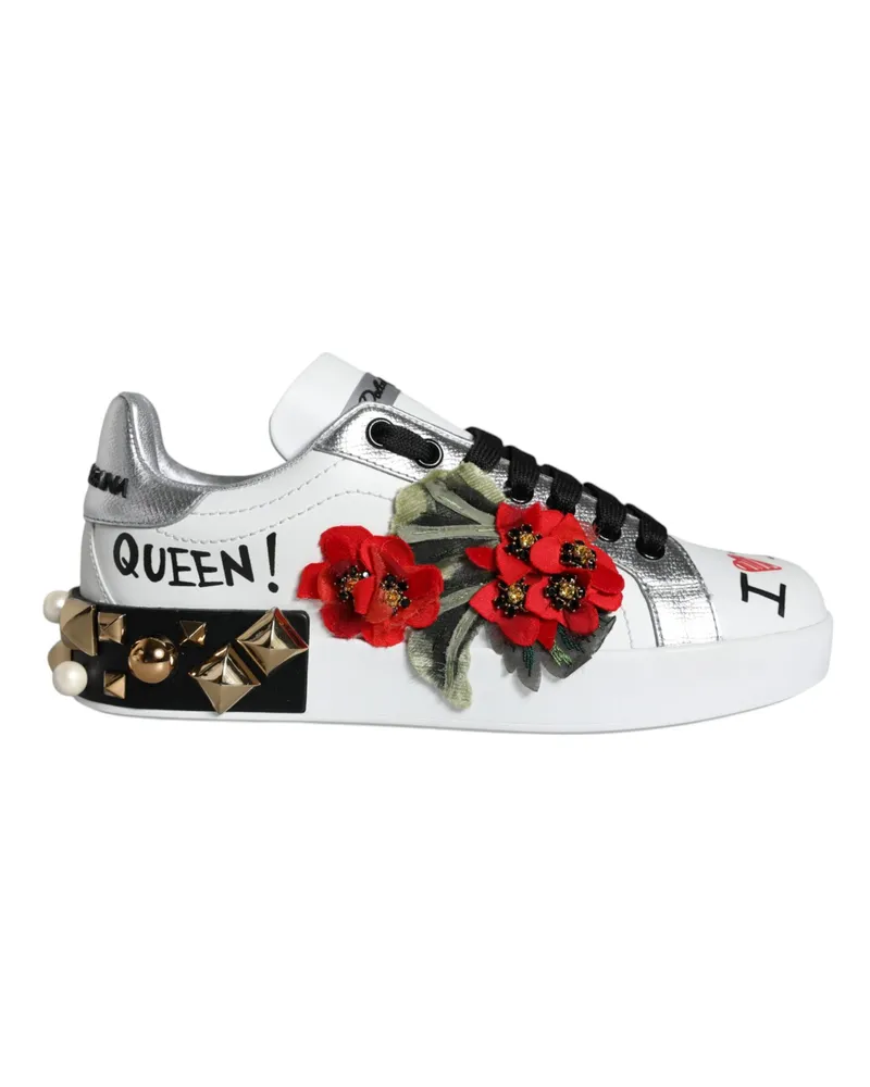 Dolce & Gabbana Blumenschmuck Sneakers La11664 Modell Weiß