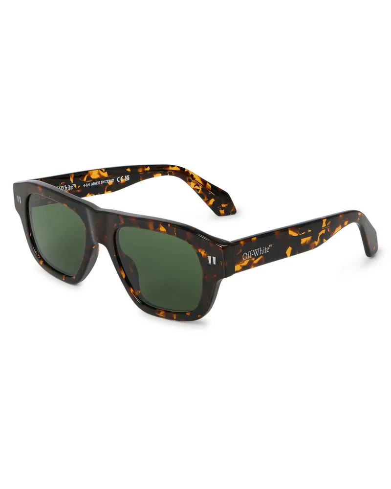 OFF-WHITE Off White - "Providence" Schildpatt-Sonnenbrille (Braun/Grün Neon