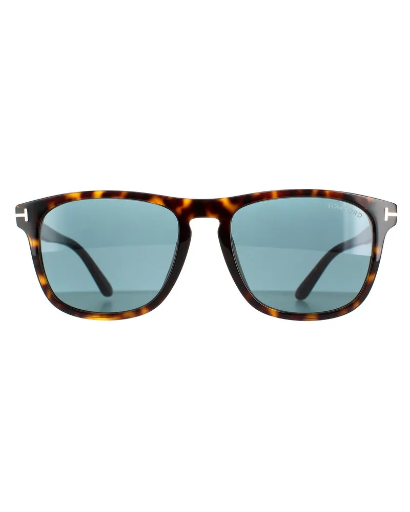 Tom Ford Quadratische Herren Sonnenbrille Dunkles Havanna Blau FT0930 Gerard Braun