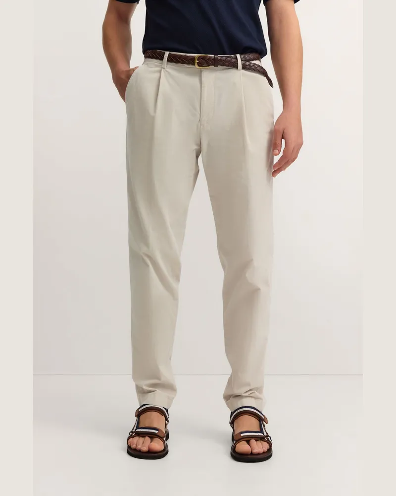 Bugatti Herrenbundfaltenhose aus Luxury Pima Cotton Feincord - Weiß Weiß