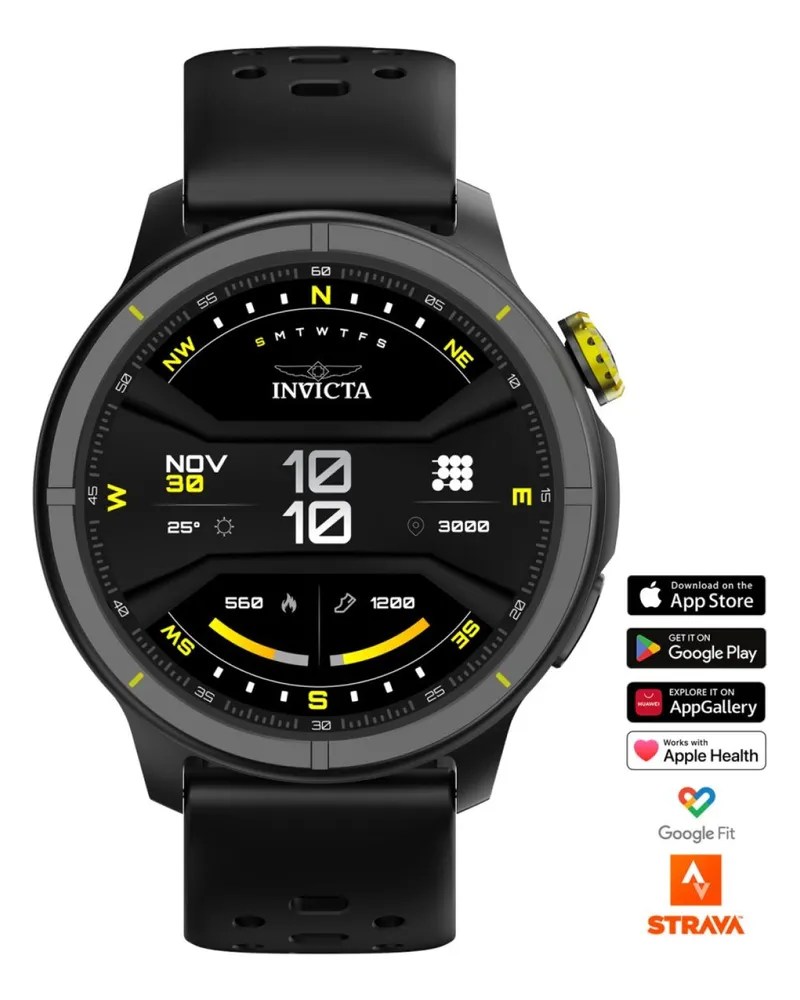 Invicta I-Tech - 2 Pro ITECH-005 Herren Uhr - Smartwatch Bewegung - Edelstahl mit schwarzem Zifferblatt - 46 mm Schwarz