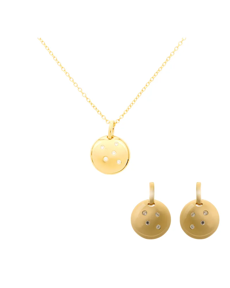 Orphelia Linn' Damen 925 Sterling Silber Set: Kettenanhänger + Ohrringe - Gold SET-7130/G Gold